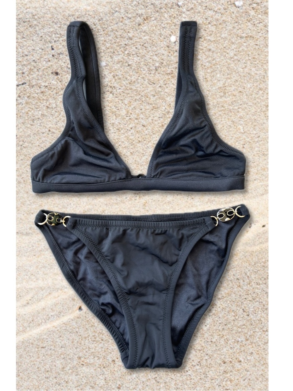 J.Crew NWOT Solid Bikini Top & & Solid Glamour Bikini Bottom Size XS Black Color